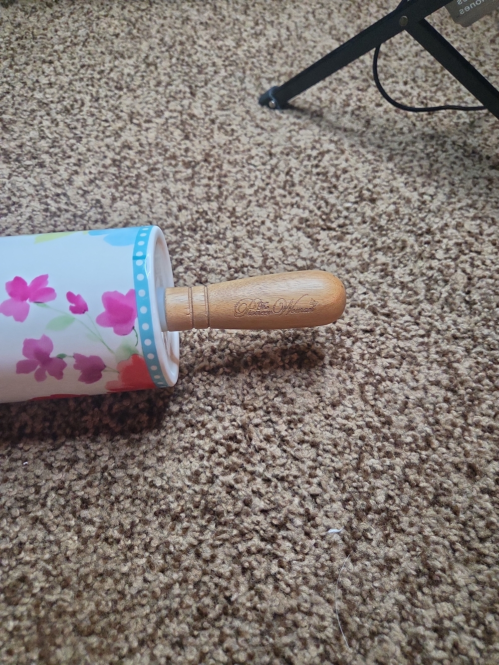 Pioneer Woman Breezy Blossom Ceramic Rolling Pin Retired Design - Picture 3 of 4